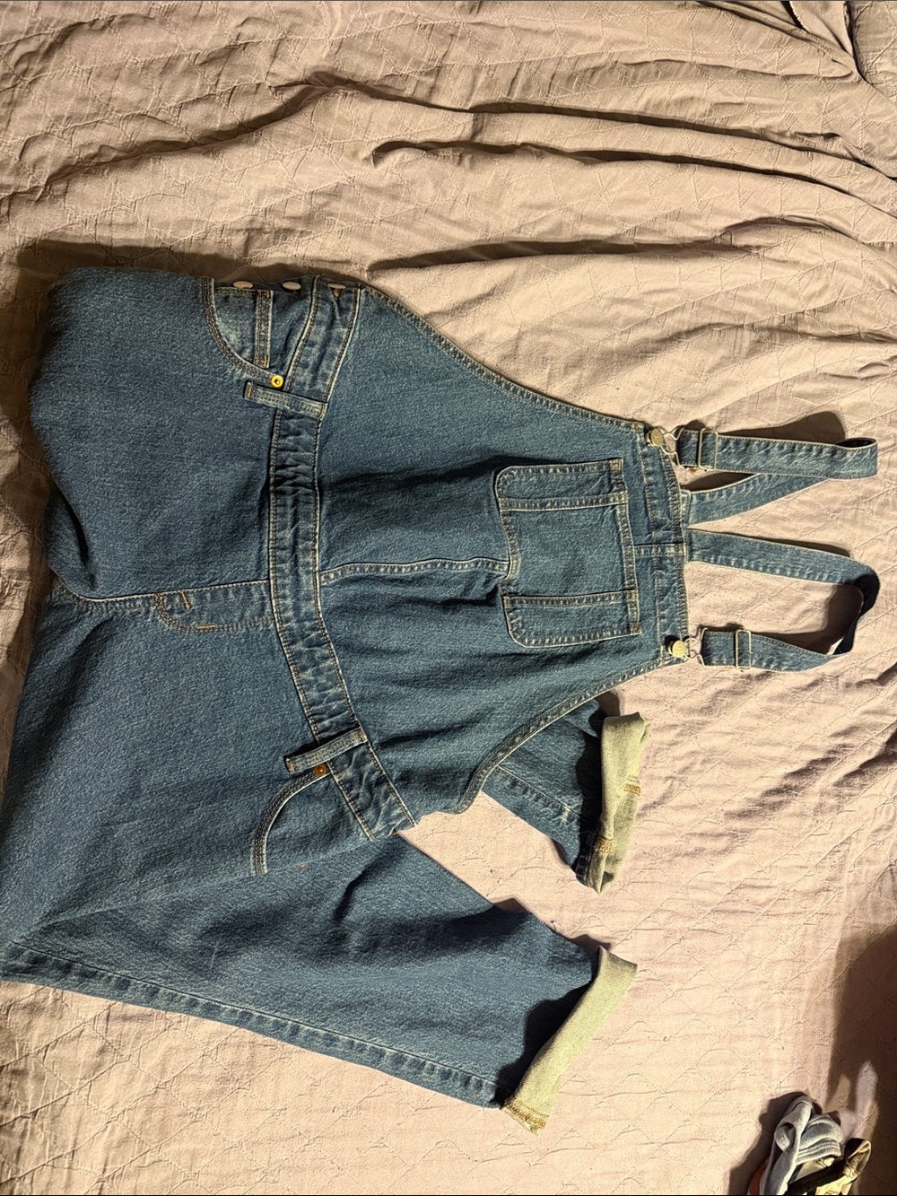 Isabel Maternity by Ingrid & Isabel Denim Short Overalls in Blue